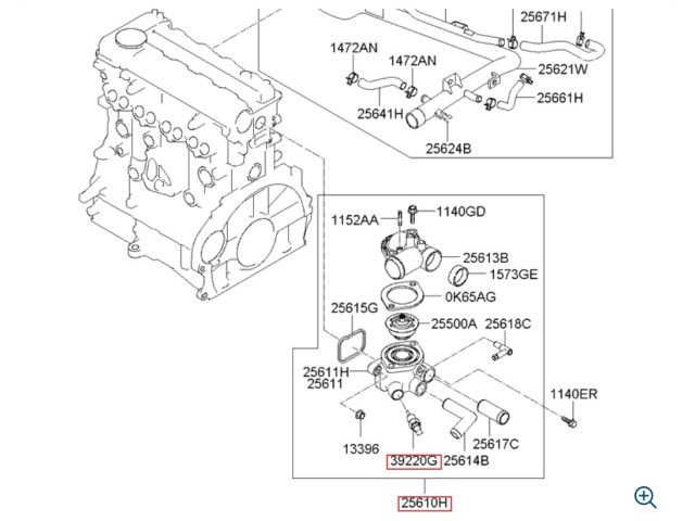 Корпус термостата 256102A601, 256102A610, 1.6 CRDI Hyundai Elantra KIA Ceed Корпус термостата 256102A601, 256102A610, 1.6 CRDI Hyundai Elantra KIA Ceed